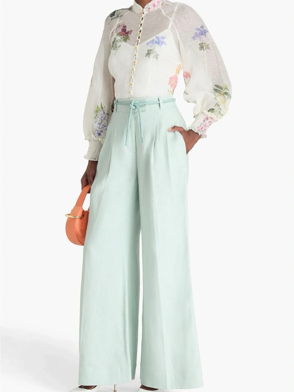 Zimmermann Natura Linen Pant Mint Size 2 (Size 12)Wide Leg Trousers Spring 2024